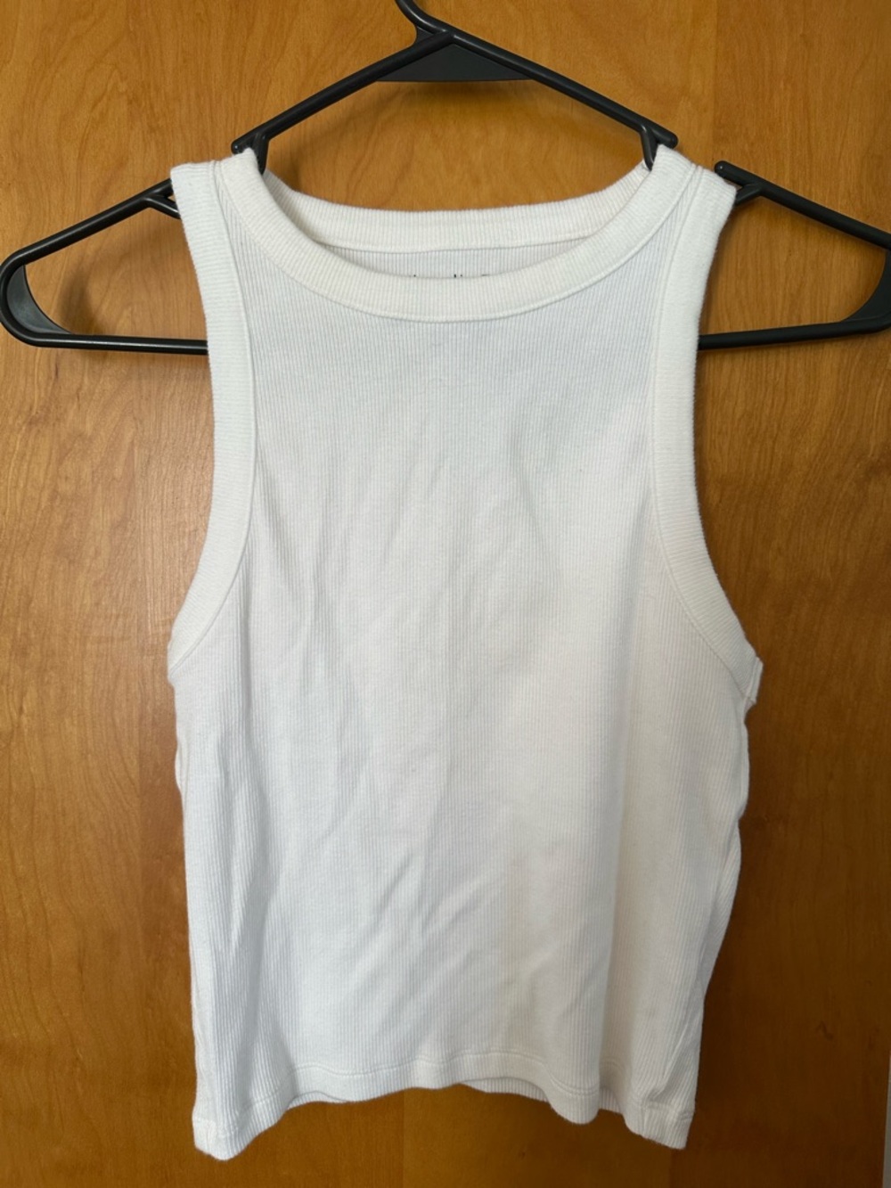 A&F Essential Classic White Ribbed Tank Top Size S